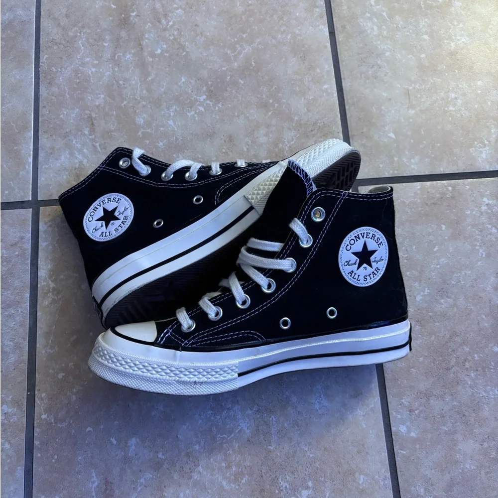 Converse Black High-Top Sneakers with White Accents - Picture 1 of 4